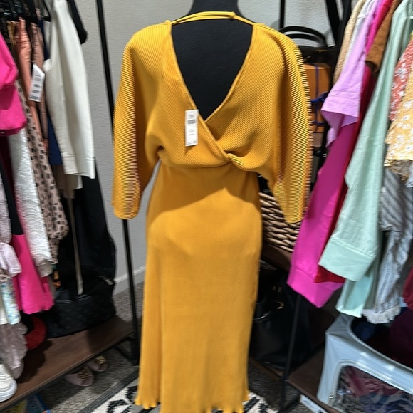 NWT By Anthropologie Plisse V-Neck Wrap Midi xxs petite - Picture 8 of 9